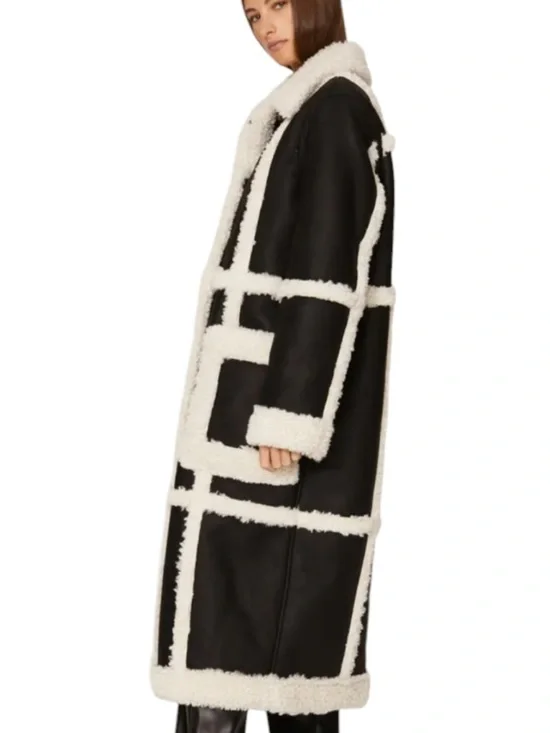 Stand Studio Patrice Faux Leather Shearling Coat Black 34 - Picture 3 of 16